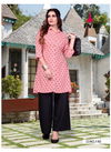Light Pink Colour FVD 7 Horse Rayon Block Foil Print Kurti With Black Colour Plazoo Festive Wear Collection 140